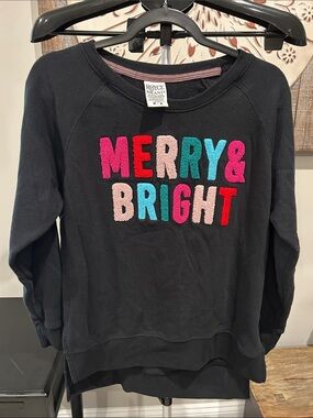 Royce Brand Women's Black 'Merry & Bright' Chenille Sweatshirt / Size Medium
